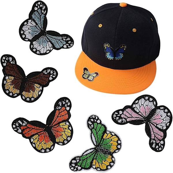 24 Stycken Fjärilsbroderi Fjärils Stryk-på-lappar Fjärils Sy-lappar för DIY Dekor T-Shirt J