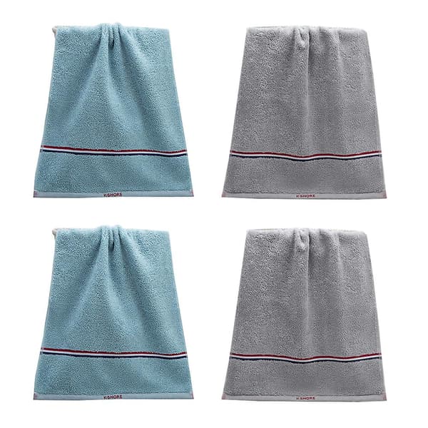 Luksuriøse håndklæder, 100% bomuld, hurtigtørrende, bløde og absorberende badehåndklæder, 4-pak Green*Gray