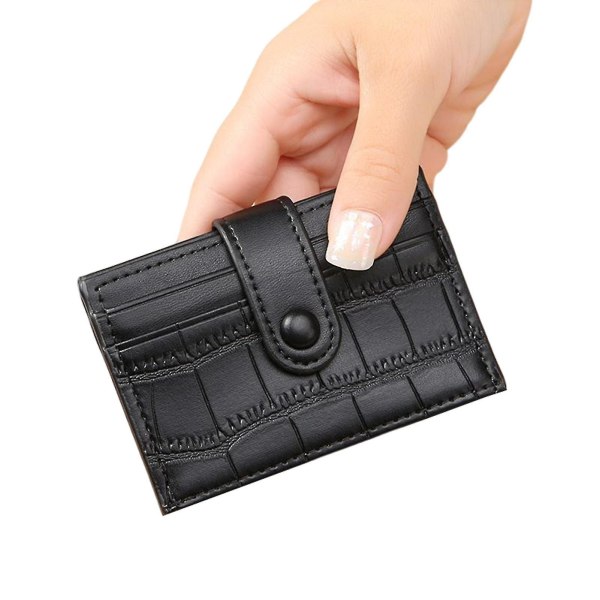 Ultratynd pung til kvinder, foldbar kortholder med multi-kort, bi-fold, kort model Black