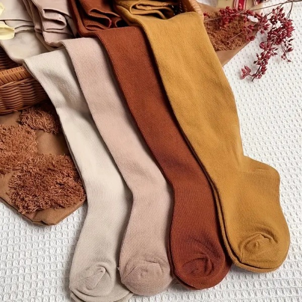4 par pigestrømpebukser Floret, ensfarvede komfortable åndbare termiske leggings strømpebukser, vinter og efterår