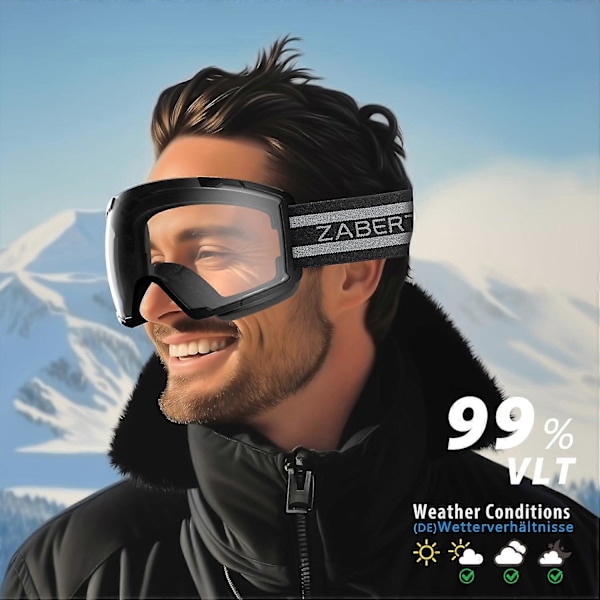 Skidglasögon för glasögonbärare, Snö Snowboardglasögon, Vuxna Män Kvinnor Ungdom, Anti-imma