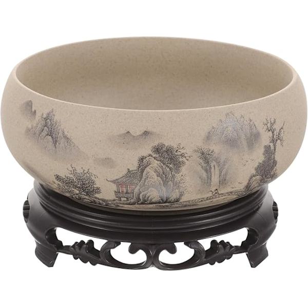 Store keramiske sukkulentpotter med præsentationsstativ kinesisk tuschmaleri design blomstervase