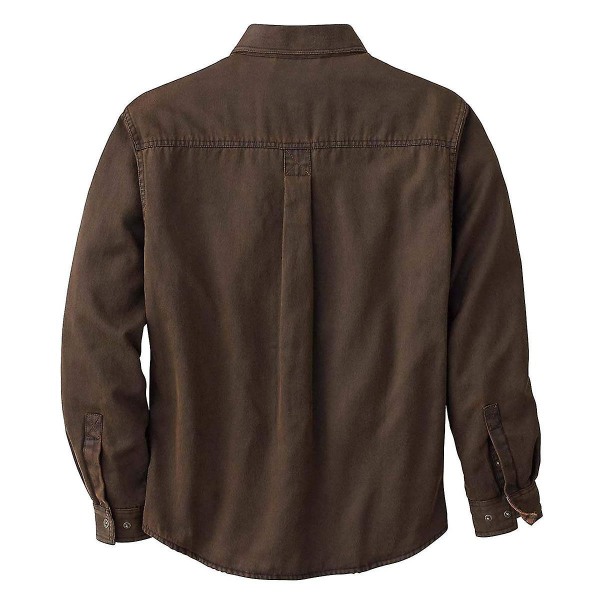 Herrskjorta med långa ärmar, casual flanellskjorta Brown M