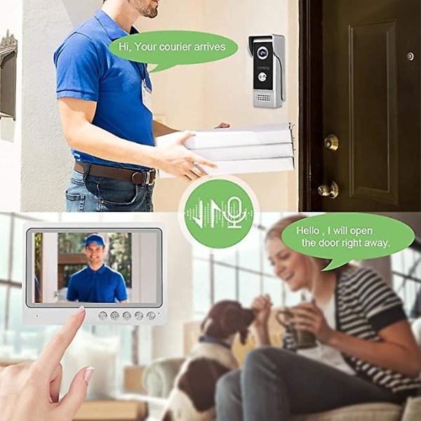 Video dörrtelefon, 9-tums wifi fjärrkontroll video intercom dörrklocka system, Ip65 vattentät nattvision kamera hemmasäkerhet access system, stöd