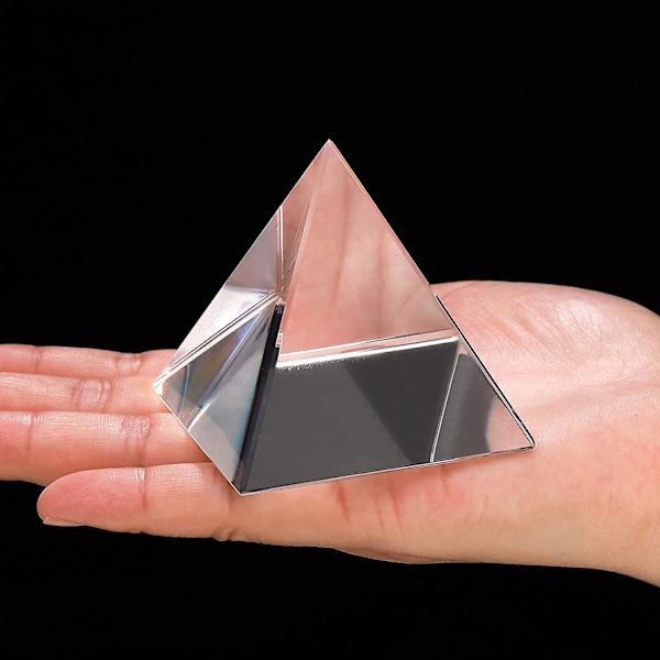 3-pak Klar Krystal Pyramide, 2.4\" Krystal Pyramide Prisme, Glas Brevvægt Pyramide Skrivebords Ornament Til Fotografering, Meditation, Hjemmekontor Kunst Dekoration,
