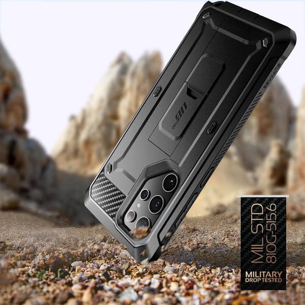 Galaxy S23 Ultra Støtsikkert Deksel Stativ Supcase Unicorn Beetle Pro Rød Black
