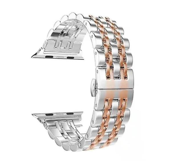 Apple Watch Rem, solidt rustfrit stålrem til alle iWatch serier Silver Gold 38 40 41mm