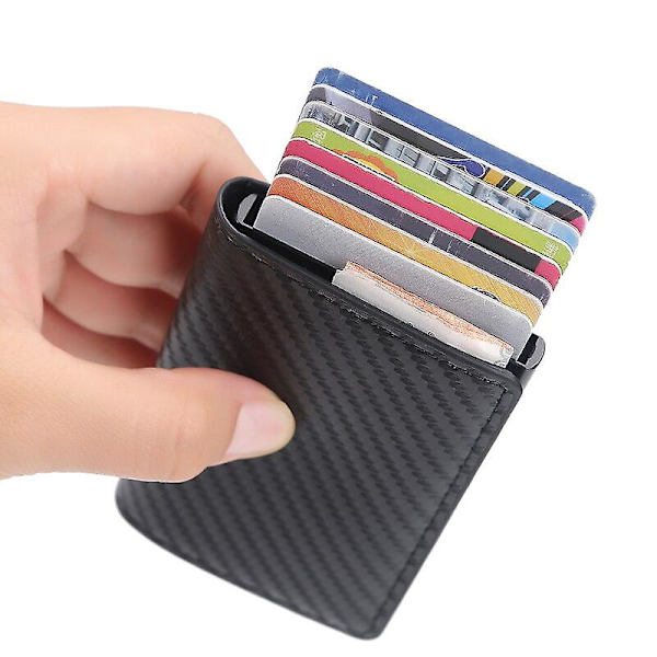 Kvinnor och män smarta plånböcker anti-stöld swipe-kort rfid säkert gömma pengar automatisk pop-up-kort hållare myntväska Black