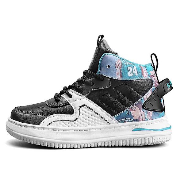 Barn Sneakers Hög-Top Sneakers Löparskor Platta Skor För Pojkar Fr887 BlackBlue EU 34