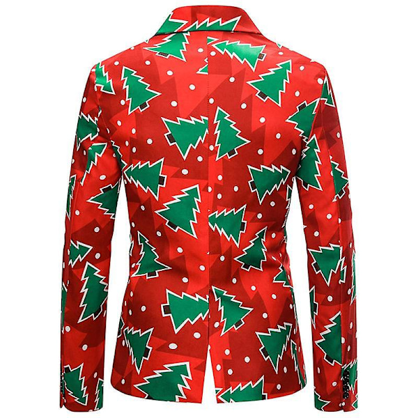 Herr Julgran Tryck Rolig Nyår Slim Fit Blazer Red S
