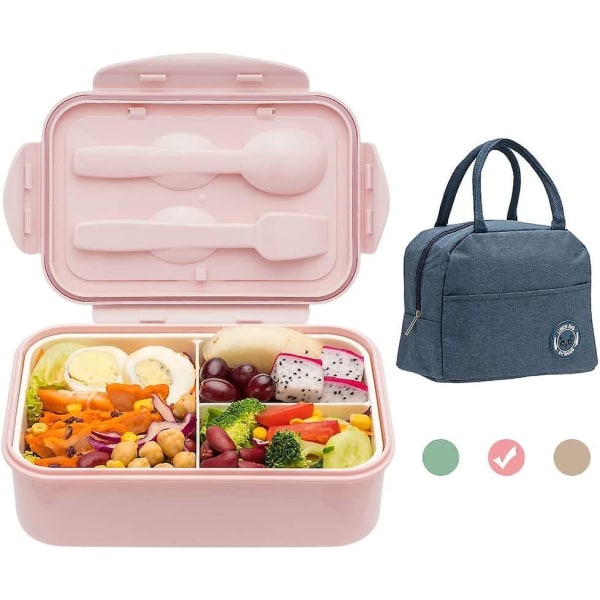 Bentolådor för vuxna, 1100 ml Bento lunchlåda för barn med bestick, isolerad lunchväska