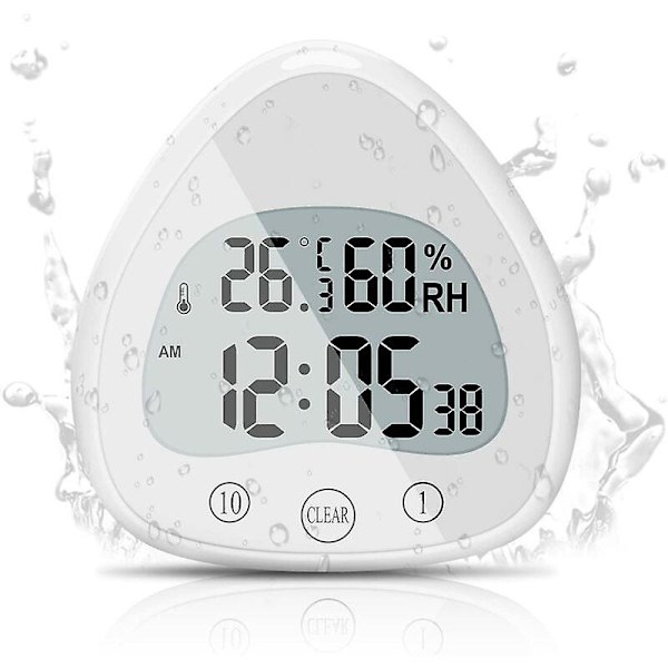 Badeværelsesur, Digitalt Vækkeur, Brusebadsur med Vandtæt Touch, Vandtæt Timer Termometer Bærbart Displayur