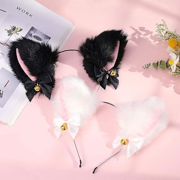 Katteører, tiara, reveøreringer, hårbøyle, hårnål, anime kattecosplay, Lolita, søtt hårpynt, plysjhårbånd for barn og kvinner