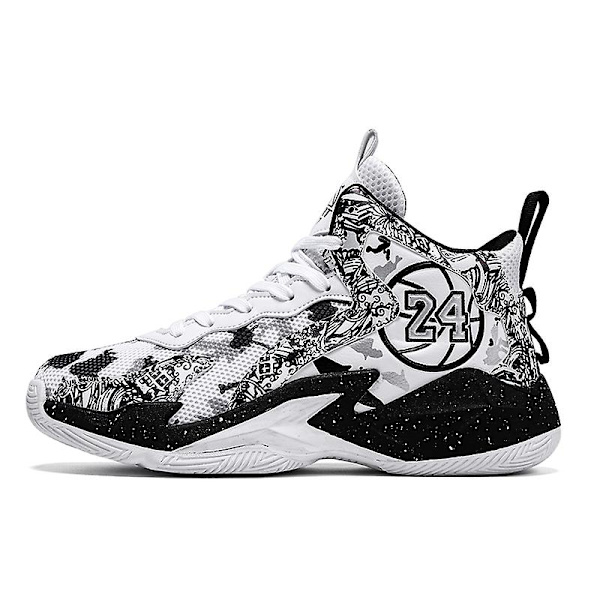 Herr Basketbollskor Lätta Andningsbara Promenadskor Atletiska Mode Sneakers 3D8909 WhiteBlack EU 40
