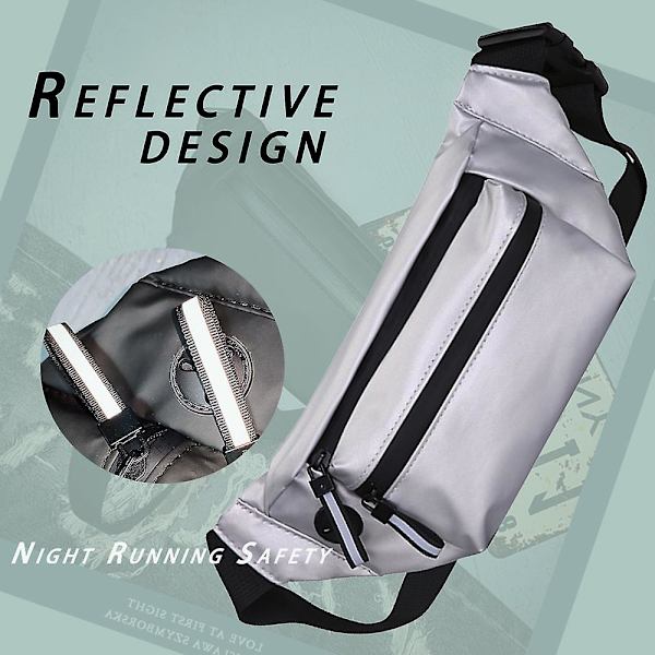 Pu Pocket Herr En-axlad Crossbody Väska-fritids Ryggsäck Sport Diagonal Bakficka silver