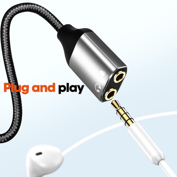 Lightning Audio Adapter til Dobbelt Jack 3.5mm Hun Hovedtelefoner & Mikrofon LinQ Black