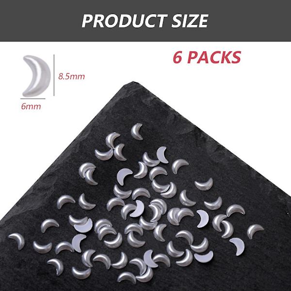 1200 st vita nageldekorationer Flatback måne/ovala former 3d nageldekorationer material utsmyckningar för nagelkonst DIY-hantverkstillbehör 6*8.5MM