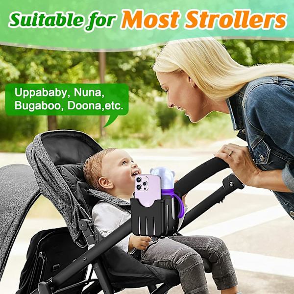 2-pakning Universal Koppholdere for Barnevogn, Sykkel, Rullestol, Gåstol, Sparkesykkel, Barnevognstilbehør for Uppababy, Nuna, Bugaboo, Doona, Gaver