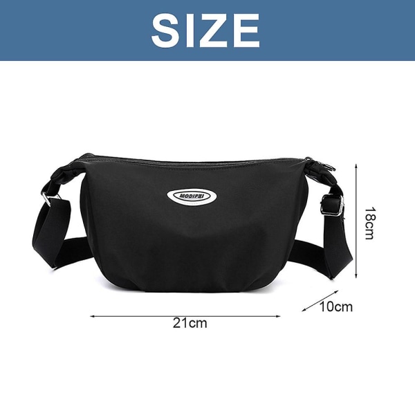 Nylon Crossbody/bälte väska med justerbar axelrem, Fashion Crossbody väskor för kvinnor, 21*18*10cm black