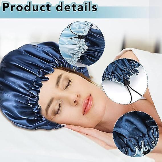 Satin Bonnet Silkehue til Sovning, Justerbar Satin Nattehue Gold