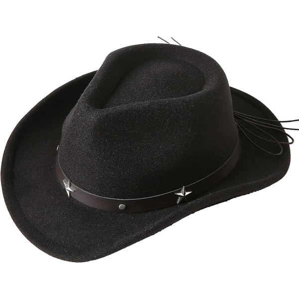 Lasten Länsimainen Cowboy Cowgirl -hattu Solkivyöllä Huopa Fedora-hattu