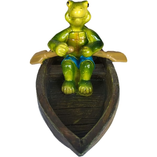 Vattenflytande grodstaty trädgårdsdammstaty  Hartsvattenflytande grodornament Figurine staty hantverk  Söt rodd grodstaty gård gräsmattsdekorationer groda O Style 6