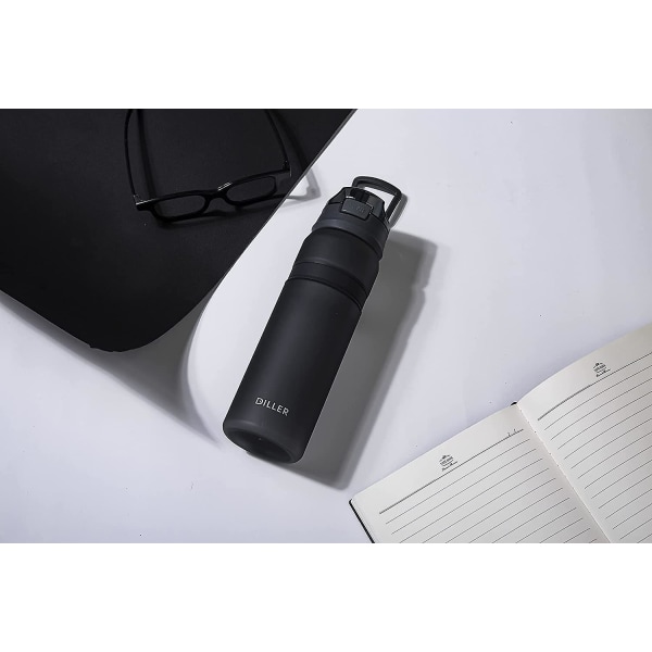 Vandflaske med sugerør 850ml Gmy Sports Tidsmarkeringer BPA-fri Drikkedunk D37 (850ml, Grå)