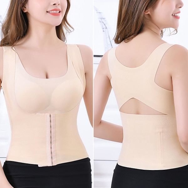4 i 1 midjetränare bh kvinnor andningsbar shapewear bröststöd tank top 4XL Skin Color