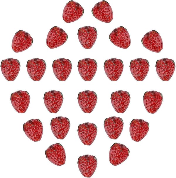 Glaspärla Jordgubbe