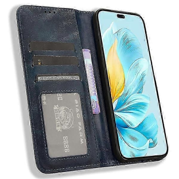 Læderpung med stativ til Honor 200 Lite Blue