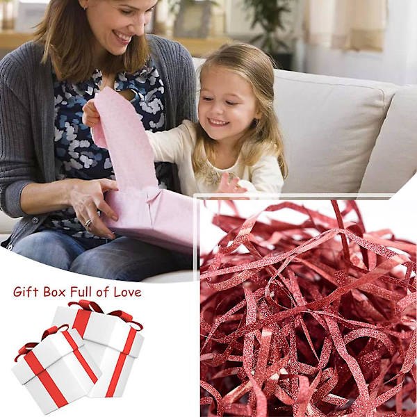Glitter Raffia Pappersstrimlor & Strängar Strimlad Konfetter För Diy Presentinslagning & Korgfyllning red