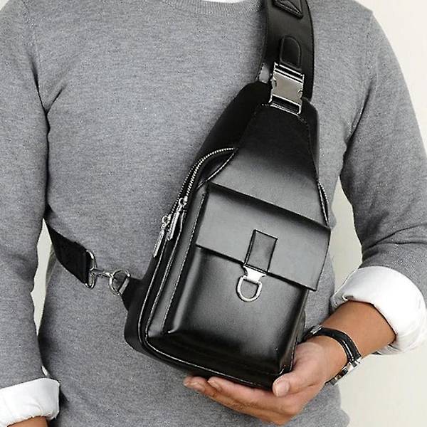 Herre USB Brysttaske Anti Tyveri Sports Sling Taske Med USB Opladning Vandtæt Chest Bag And Wallet Brown With USB Port
