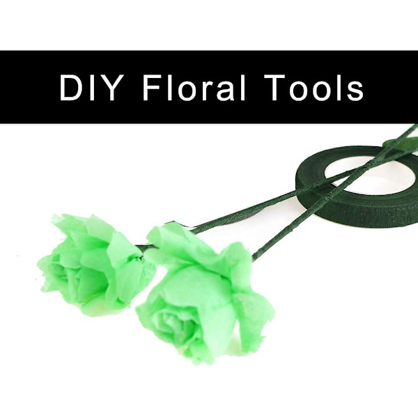 Blomsterarrangemangssats, blomstertejp och blomstertråd med avbitare, grön blomstertejp 22 gauge blomsterstjälkstråd 26 gauge grön blomstertråd för bukettstjälkar