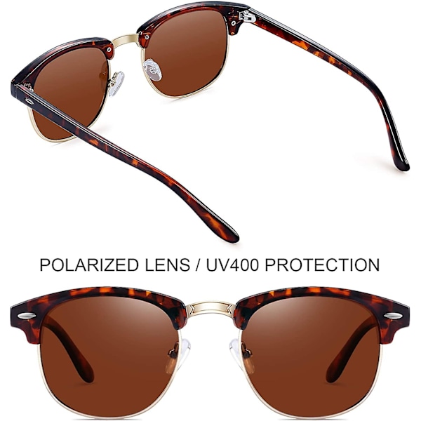 Puolikehykselliset polarisoidut aurinkolasit miehille - Uv400-suojaus Retro Puolikehys Aurinkolasit Unisex Polarisoidut Miesten Naisten Aurinkolasit