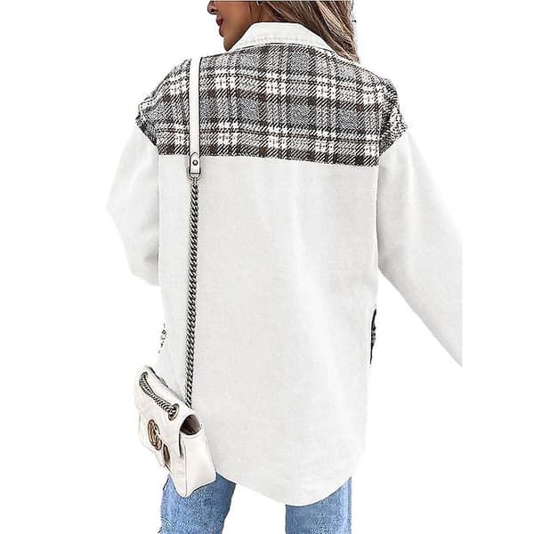 Dame Denimjakker med Knapper, Langærmede Afslappede Skjorter White M