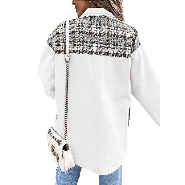 Naisten napilliset denimtakit, pitkähihaiset vapaa-ajan paidat White L