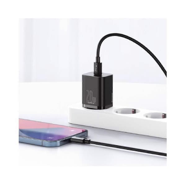 USB-C 20W Sector Laddare med USB-C/Lightning Kabel Black