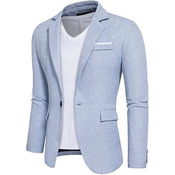 Herr Casual Blazers Slim Fit Kostymjackor Snygg Hackad Krage Blazer Blue XL