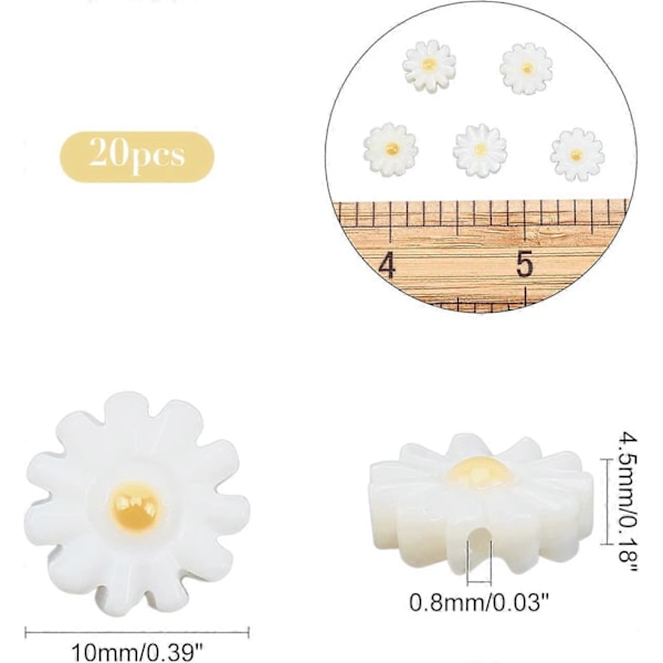 20 st 10mm Naturliga Sötvattenskalblommor Pärlor Daisy Spacer Pärlor Blomma Lösa Pärlor för DIY Hantverk Tillverkning Smycken Armband Halsband Örhängen Beige