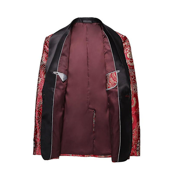 Herre Floral Smoking med Én Knapp, Enkeltspent Jakke Red 2XL