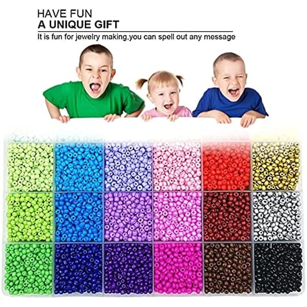 24 Slot Multicolor Baking Paint Beads Set Glaspärlor Box Pärlor för gör-det-själv armband och halsband about 12000pcs 3mm beads