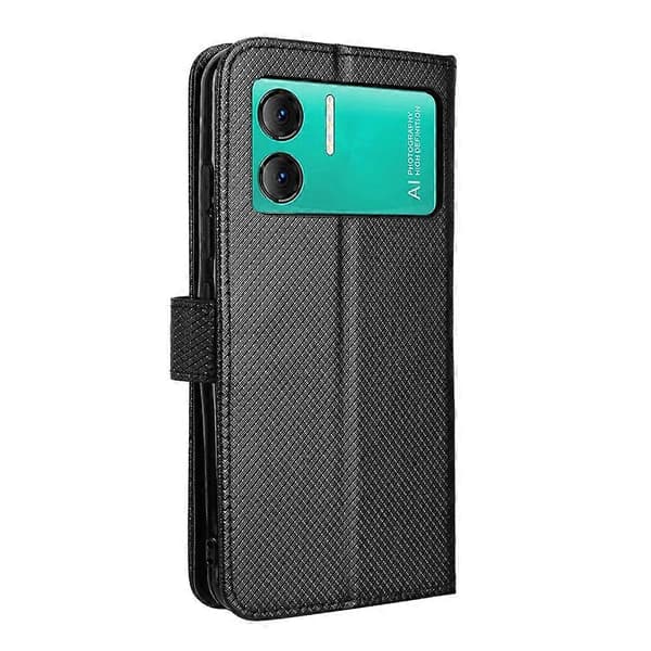 Telefoncover i læder med diamanttekstur Black For Doogee Note 59 / Note 59 Pro