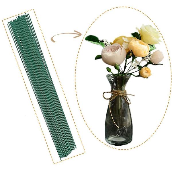 200 stjälkar blomstertråd, handgjord bukett, stjälkar för blomsterarrangemang, 22 gauge konstgjord växtstjälk för gör-det-själv-material, handgjord