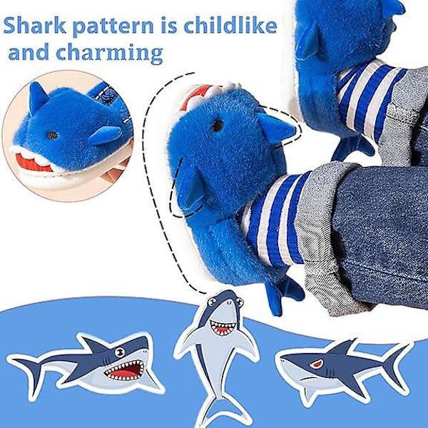 Pojkar Flickor Hajtofflor Barn Hemma Plysch Varma Tofflor Blue 22-23