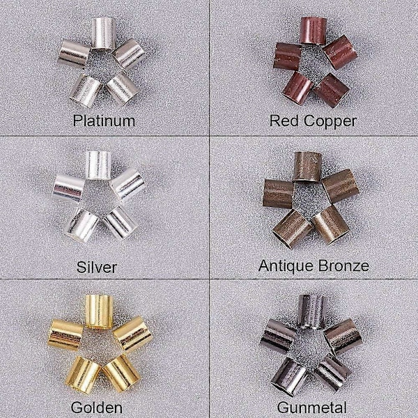 420 stk. 3mm Messing Rør Krympekuler Snor Endestykker for DIY Smykkelaging