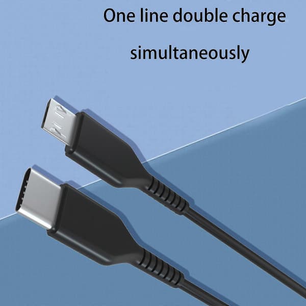 USB C Multi Hurtigladekabel 2 i 1 USB C til Micro USB C Ladekabel