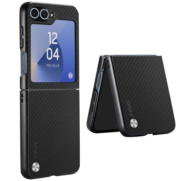 Cover til Galaxy Z Flip 6 Silikone Carbon Tekstur Black