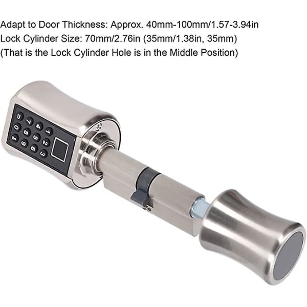 Intelligent dörrlåskolv Biometrisk fingeravtryck Lösenord Stöldskydd Dörrlås För hussäkerhet (40mm-100mm dörr)