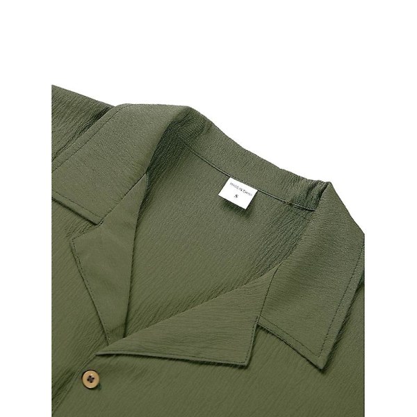 Casual för män Långärmad strandskjorta med lapelkrage Green M