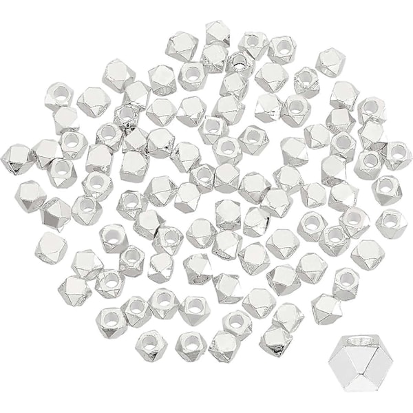 100 stk. Cube Spacer Perler Mini Hjørneløse Cube Firkantede Perler Facetterede Metalperler Diamantskåret Løse Perler til Perler DIY Smykkefremstilling Håndværk Håndlavet Su